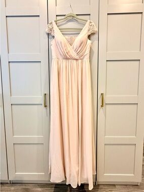 Anthropologie Jenny Yoo Blush Pink Lace Maxi Dress
